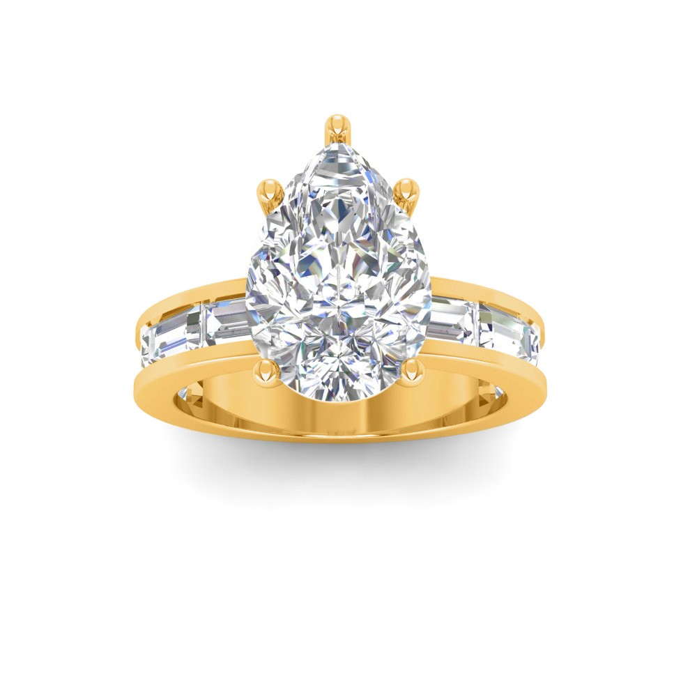 2.5 Ct Pear Moissanite Channel Set Engagement Ring