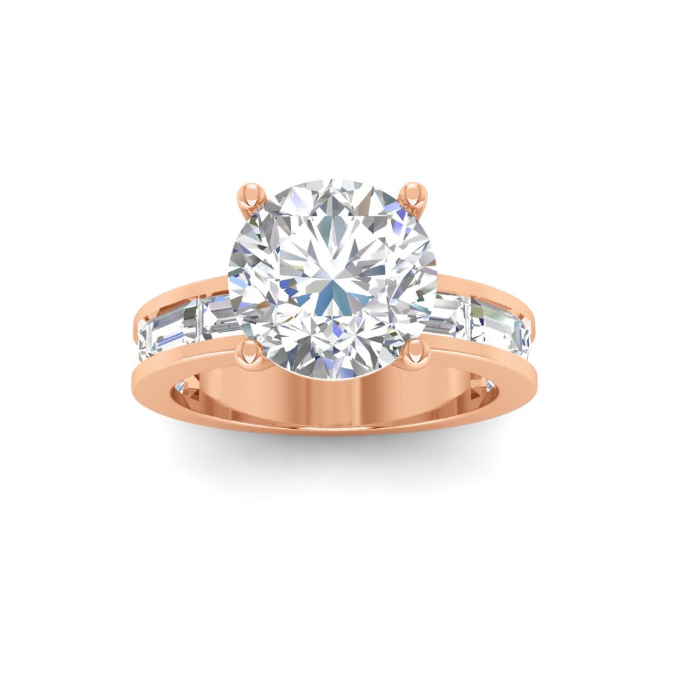5 Ct Round Lab Diamond Channel Set Engagement Ring