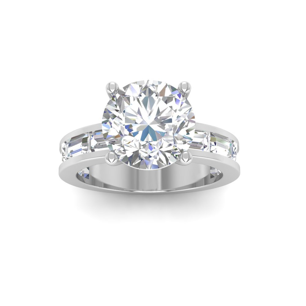 2.5 Ct Round Colorless Lab Diamond Channel Set Engagement Ring