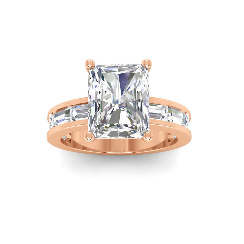 4 Ct Radiant Colorless Lab Diamond Channel Set Engagement Ring