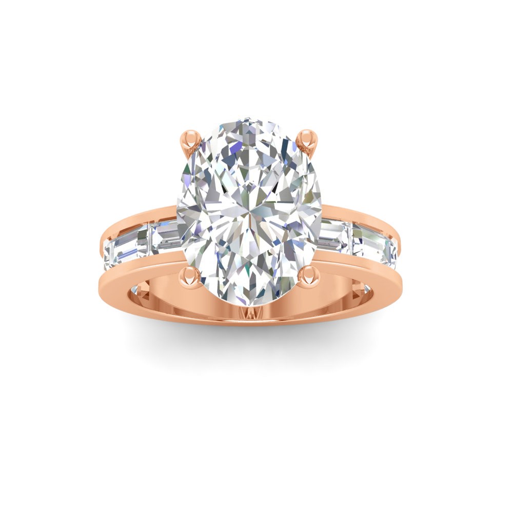 2 Ct Oval Moissanite Channel Set Engagement Ring