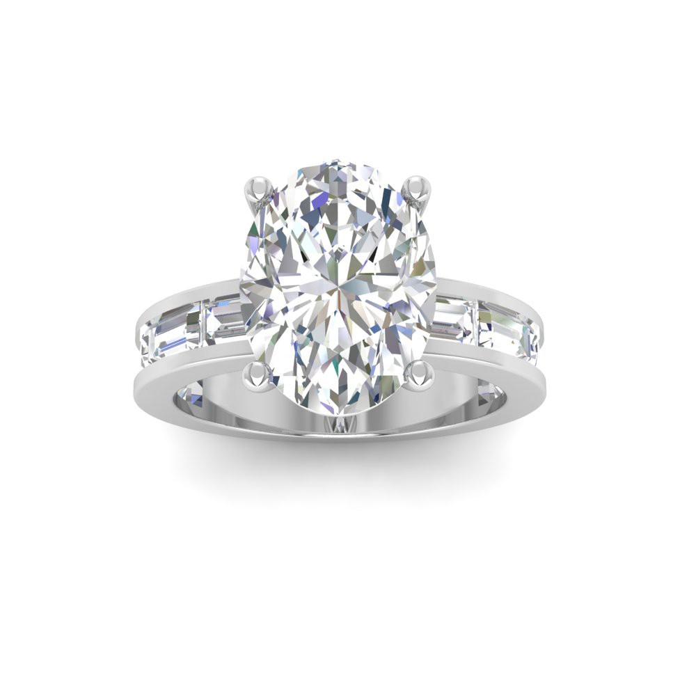 6 Ct Oval Moissanite Channel Set Engagement Ring