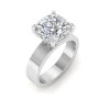 3 Ct Cushion Lab Diamond Solitaire Engagement Ring with Wide Band