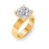 4 Ct Cushion Lab Diamond Solitaire Engagement Ring with Wide Band