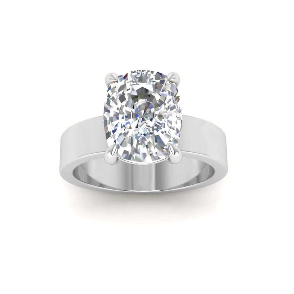 2.5 Ct Elongated Cushion Lab Diamond Solitaire Engagement Ring with Wide Bands
