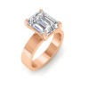 4 Ct Emerald Colorless Lab Diamond Solitaire Engagement Ring with Wide Band
