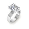 2.5 Ct Emerald Colorless Lab Diamond Solitaire Engagement Ring with Wide Bands