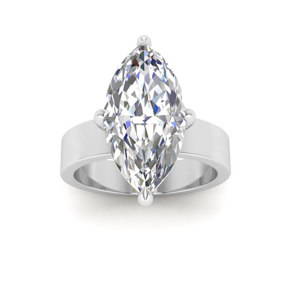 2.5 Ct Marquise Colorless Lab Diamond Solitaire Engagement Ring with Wide Bands