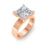 2 Ct Princess Lab Diamond Solitaire Engagement Ring with Wide Bands