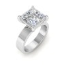 5 Ct Princess Colorless Lab Diamond Solitaire Engagement Ring with Wide Band