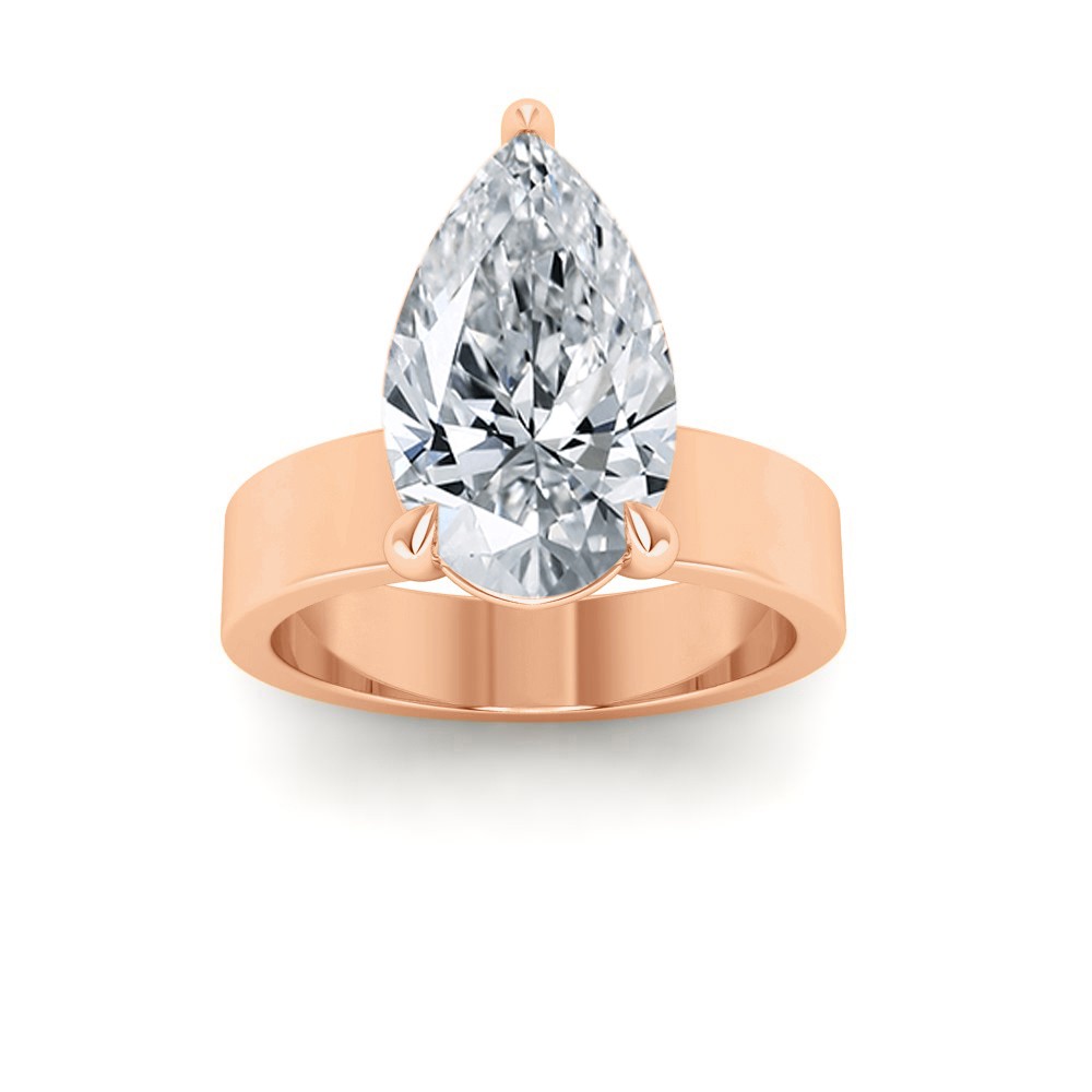 2.5 Ct Pear Moissanite Solitaire Engagement Ring with Wide Bands