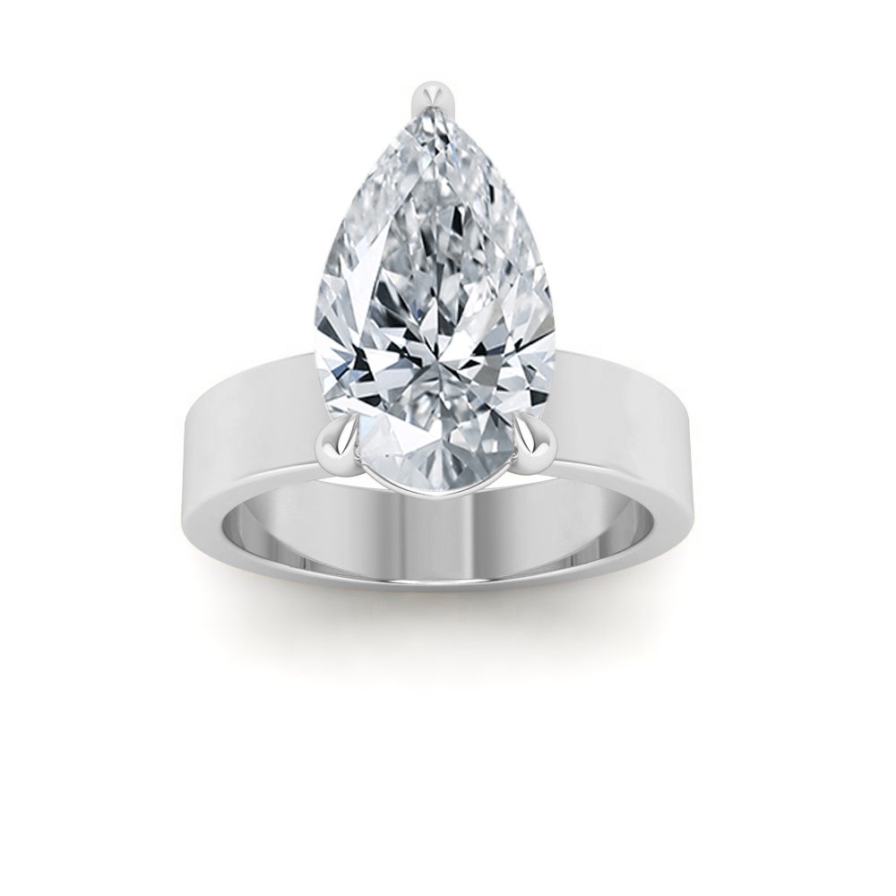 2.5 Ct Pear Lab Diamond Solitaire Engagement Ring with Wide Bands