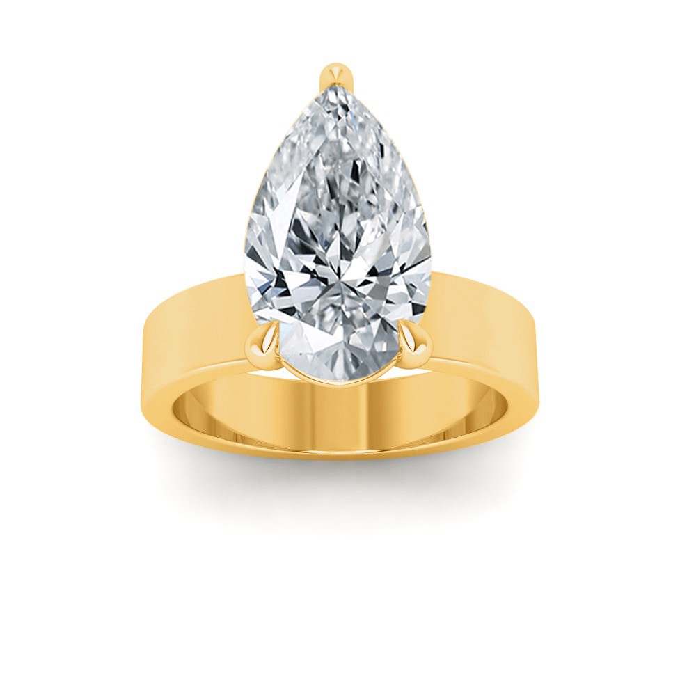 4 Ct Pear Lab Diamond Solitaire Engagement Ring with Wide Band