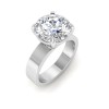 3 Ct Round Colorless Lab Diamond Solitaire Engagement Ring with Wide Band