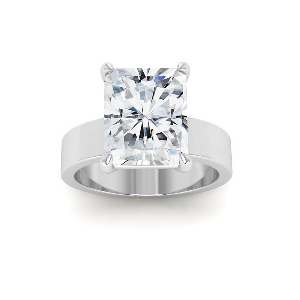2.5 Ct Radiant Moissanite Solitaire Engagement Ring with Wide Bands