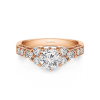 3 Ct Round Moissanite Three Stone Cluster Engagement Ring with Filigree