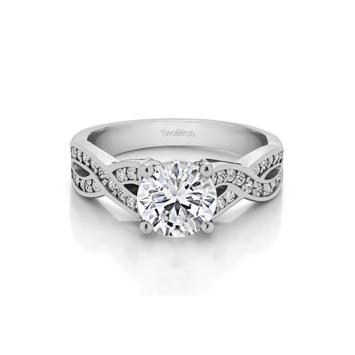 1 Ct Round Moissanite Engagement Ring with Infinity Shank