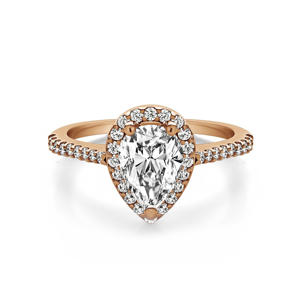3 Ct Pear Moissanite Classic Halo Pave Engagement Ring