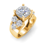 4 Ct Cushion Lab Diamond Statement Engagement Ring with Cluster Diamonds