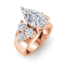 2 Ct Pear Lab Diamond Statement Engagement Ring with Cluster Diamonds