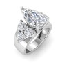 2 Ct Pear Moissanite Statement Engagement Ring with Cluster Diamonds