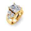 3 Ct Radiant Lab Diamond Statement Engagement Ring with Cluster Diamonds