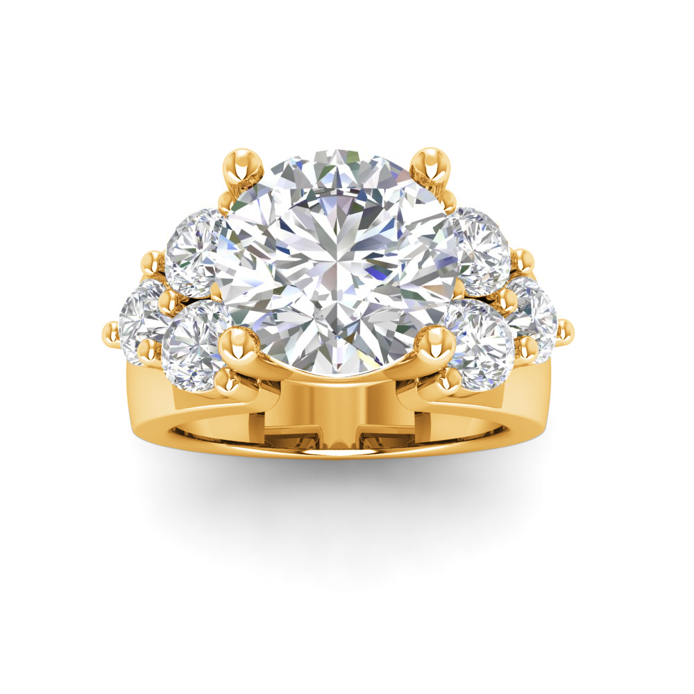 3 Ct Round Lab Diamond Statement Engagement Ring with Cluster Diamonds