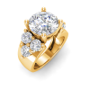 3 Ct Round Lab Diamond Statement Engagement Ring with Cluster Diamonds