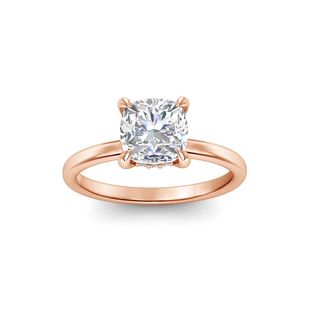 3 Ct Cushion Lab Diamond Secret Halo Engagement Ring