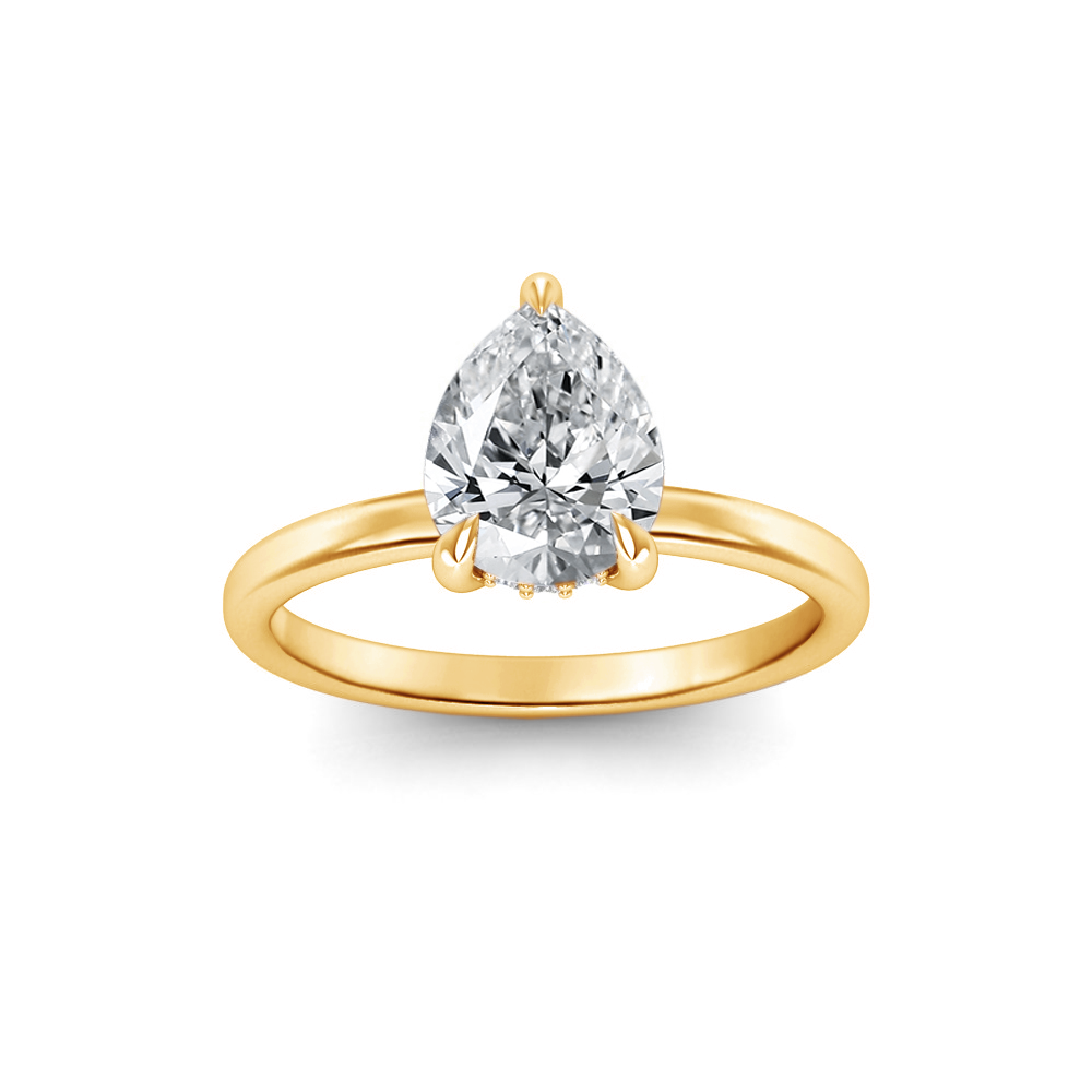 2 Ct Pear Lab Diamond Secret Halo Engagement Ring