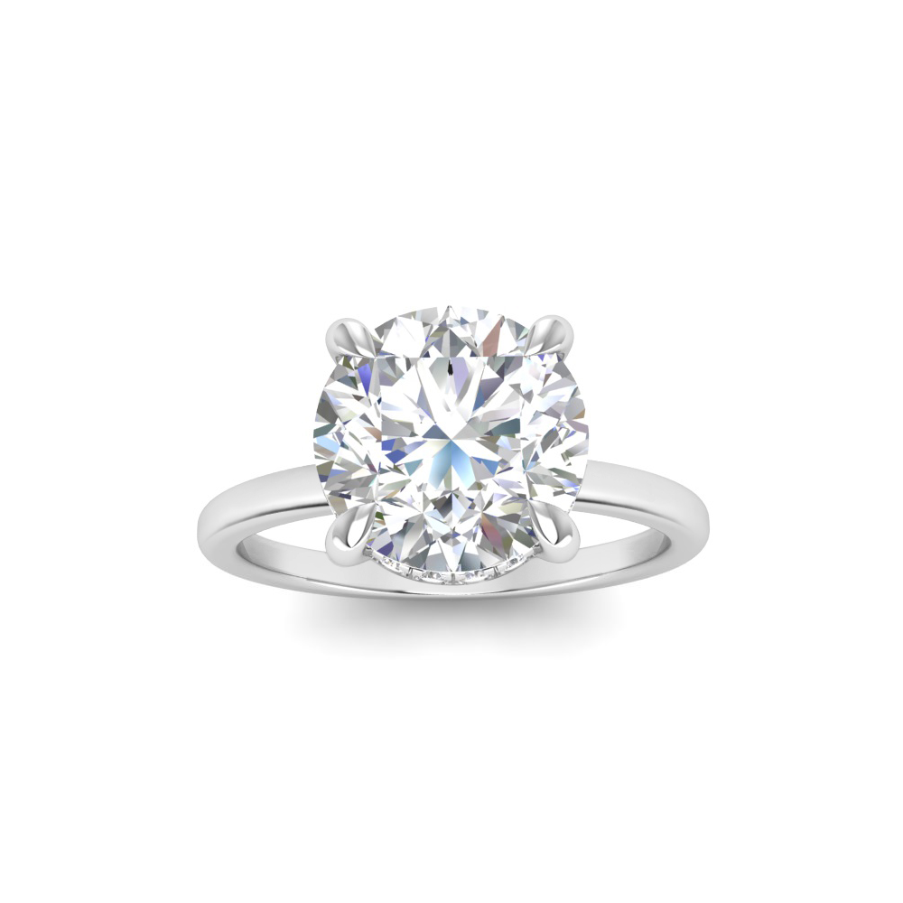 4 Ct Round Moissanite Secret Halo Engagement Ring