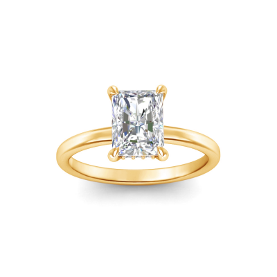 1 Ct Radiant Lab Diamond Secret Halo Engagement Ring