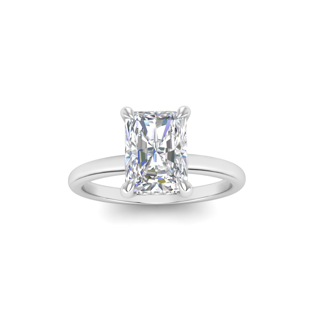 3 Ct Radiant Lab Diamond Secret Halo Engagement Ring