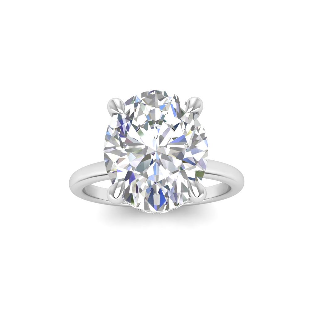5 Ct Oval Moissanite Secret Halo Engagement Ring