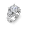 3 Ct Cushion Lab Diamond Split Shank Statement Engagement Ring