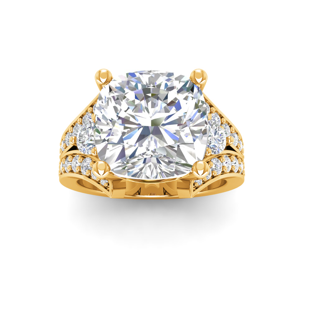 5 Ct Cushion Lab Diamond Split Shank Statement Engagement Ring