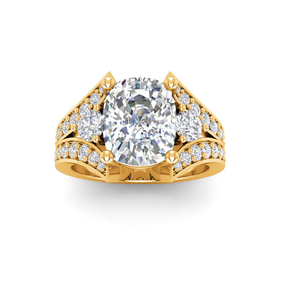 4 Ct Elongated Cushion Moissanite Split Shank Statement Engagement Ring