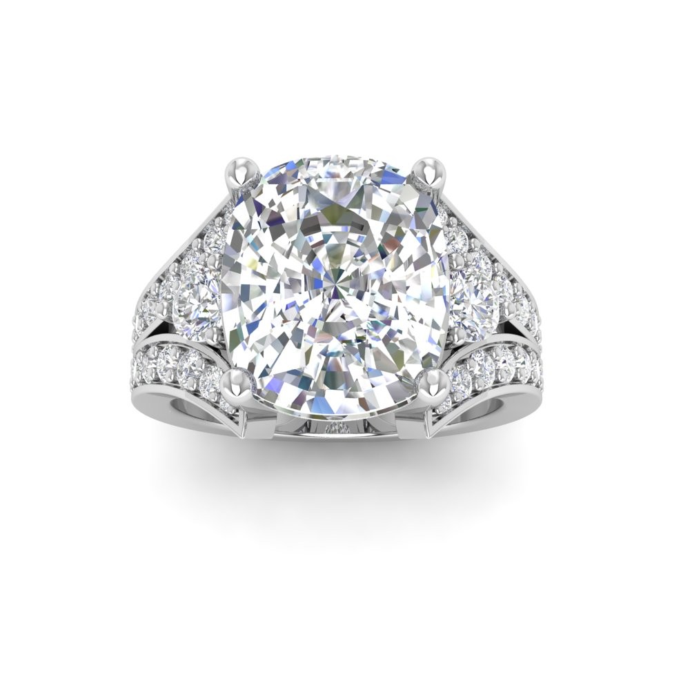 5 Ct Elongated Cushion Lab Diamond Split Shank Statement Engagement Ring