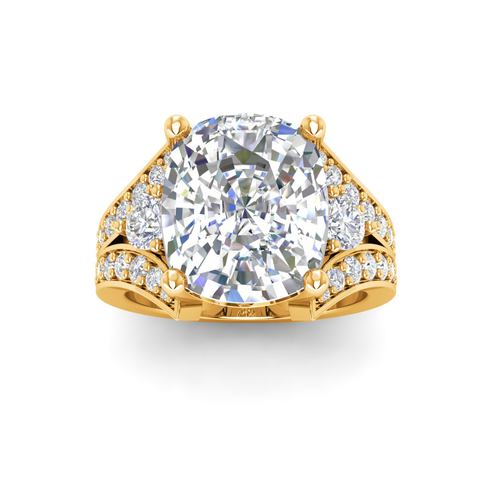 6 Ct Elongated Cushion Moissanite Split Shank Statement Engagement Ring