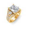 4 Ct Emerald Colorless Lab Diamond Split Shank Statement Engagement Ring