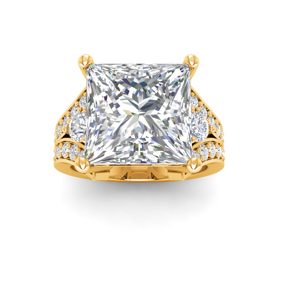 6 Ct Princess Colorless Lab Diamond Split Shank Statement Engagement Ring