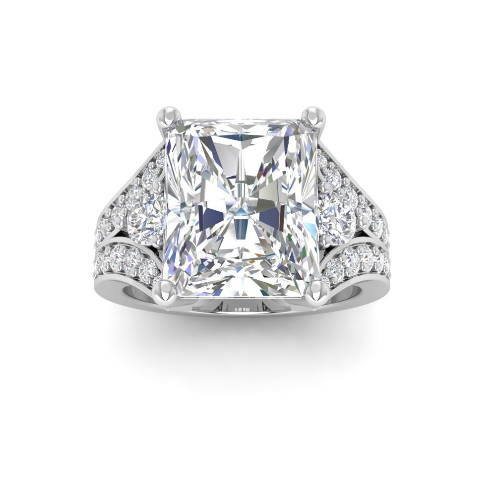 5 Ct Radiant Moissanite Split Shank Statement Engagement Ring