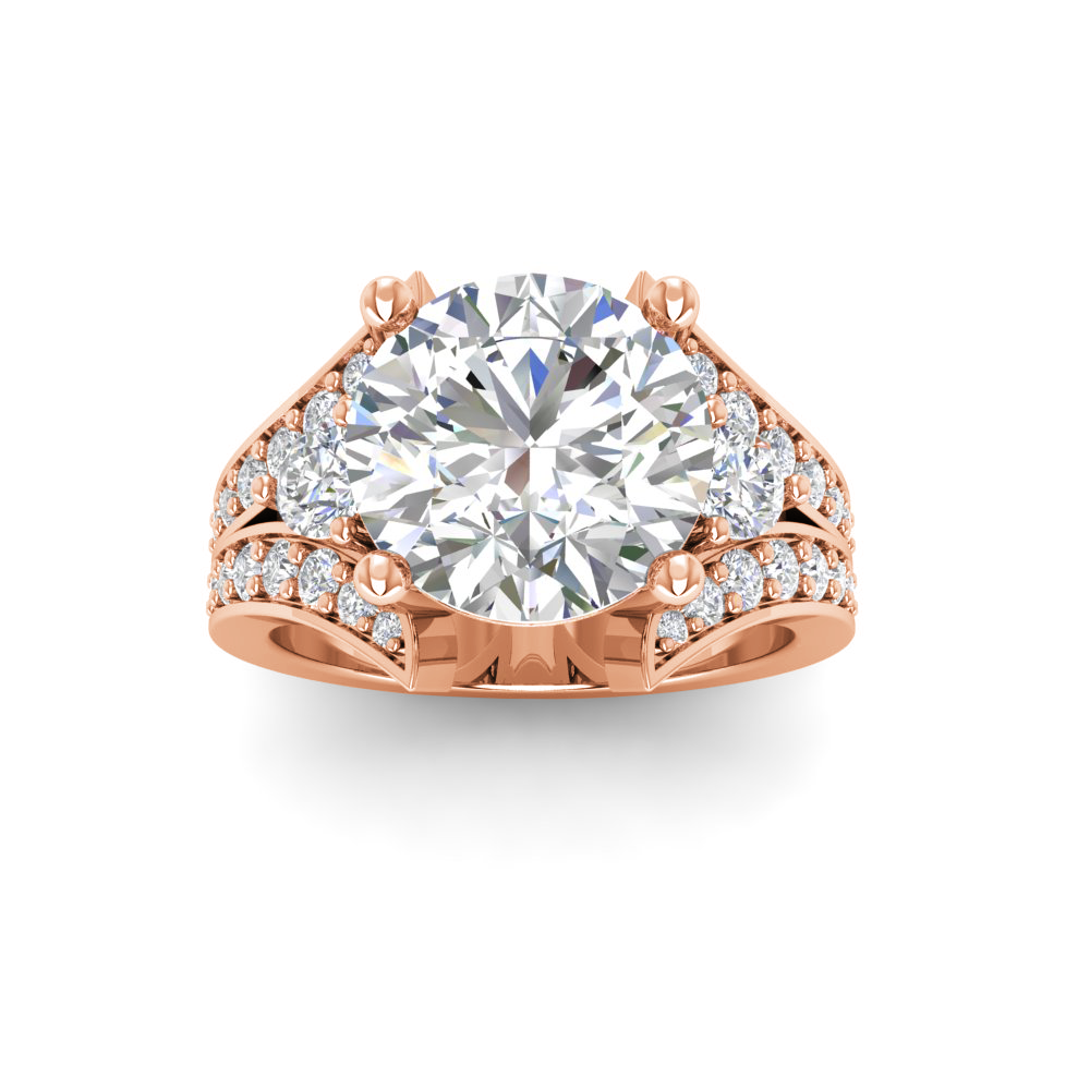6 Ct Round Moissanite Split Shank Statement Engagement Ring