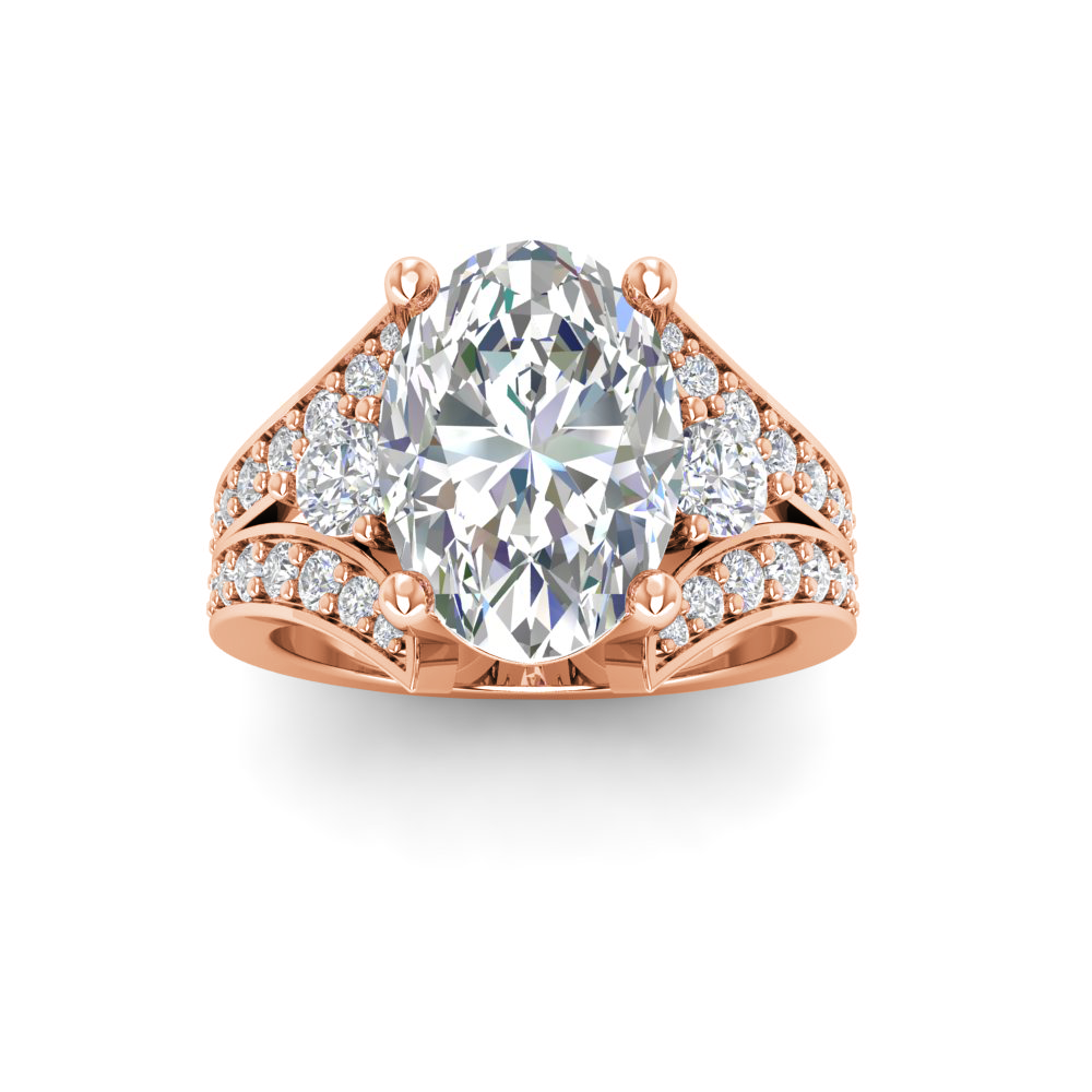 5 Ct Oval Lab Diamond Split Shank Statement Engagement Ring