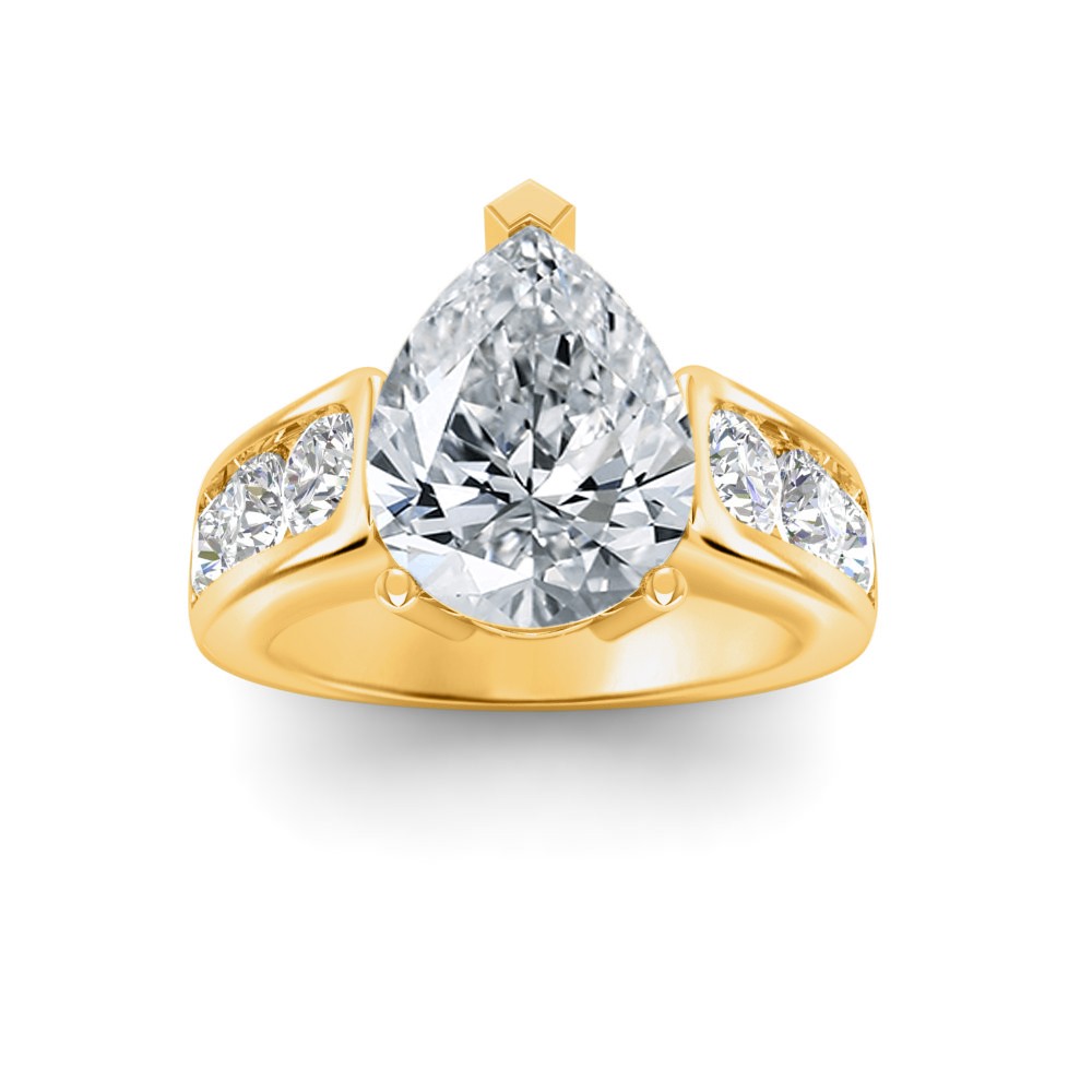 2 Ct Pear Lab Diamond Wide Channel Engagement Ring