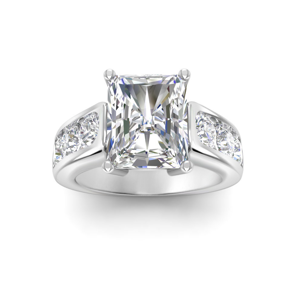 6 Ct Radiant Moissanite Wide Channel Engagement Ring