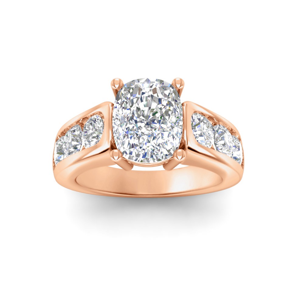 6 Ct Rectangular Cushion Moissanite Wide Channel Engagement Ring