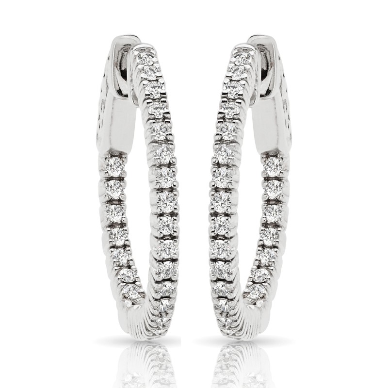 3/4 Inch Diamond Inside Out Hoop Earrings in 14k White Gold - TwoBirch ...