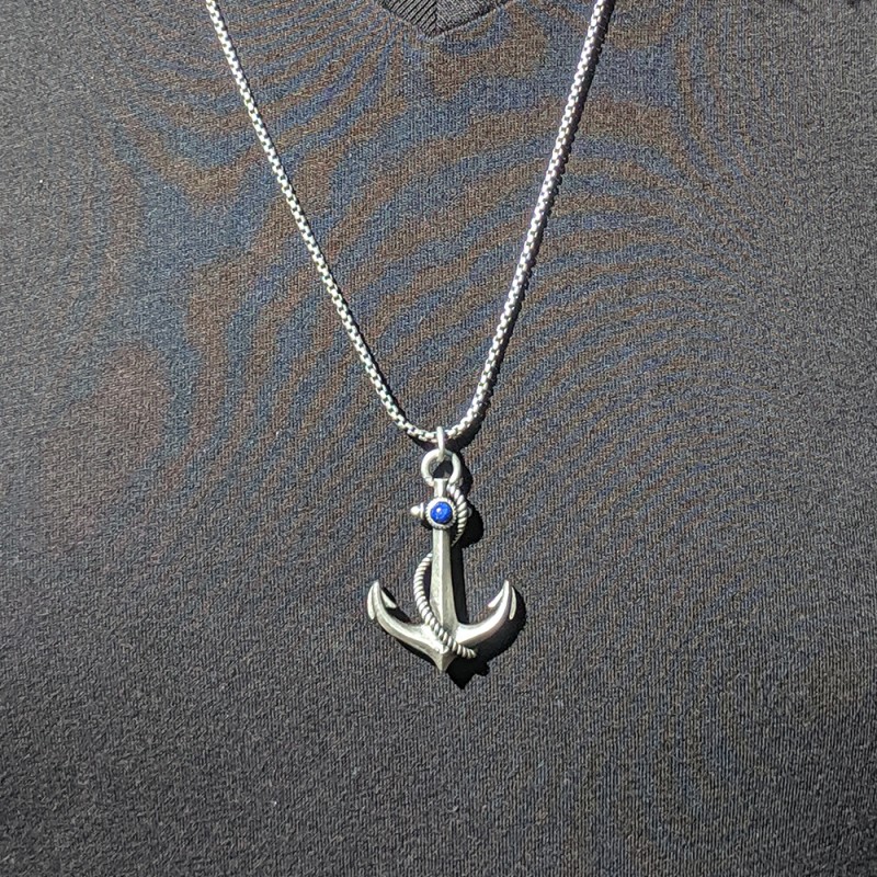 Nautical Anchor Necklace for Men Stainless Steel Vintage Navy Anchor