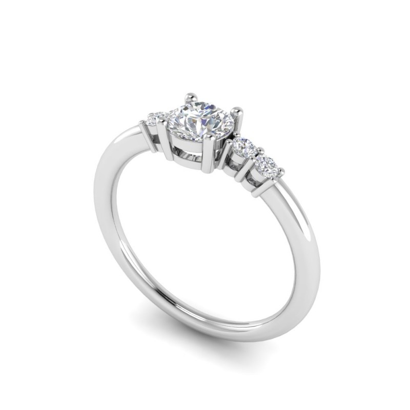 Floral Design Off Center Ring Guard and Engagement Ring Bridal Set (2